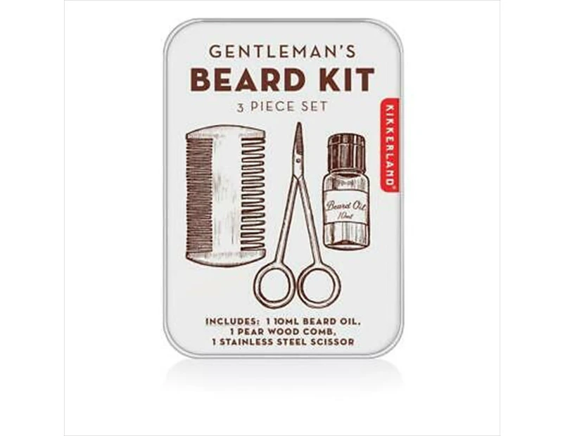 Kikkerland Gentelmen's Beard Kit - Inc. Scissors, Comb & Oil