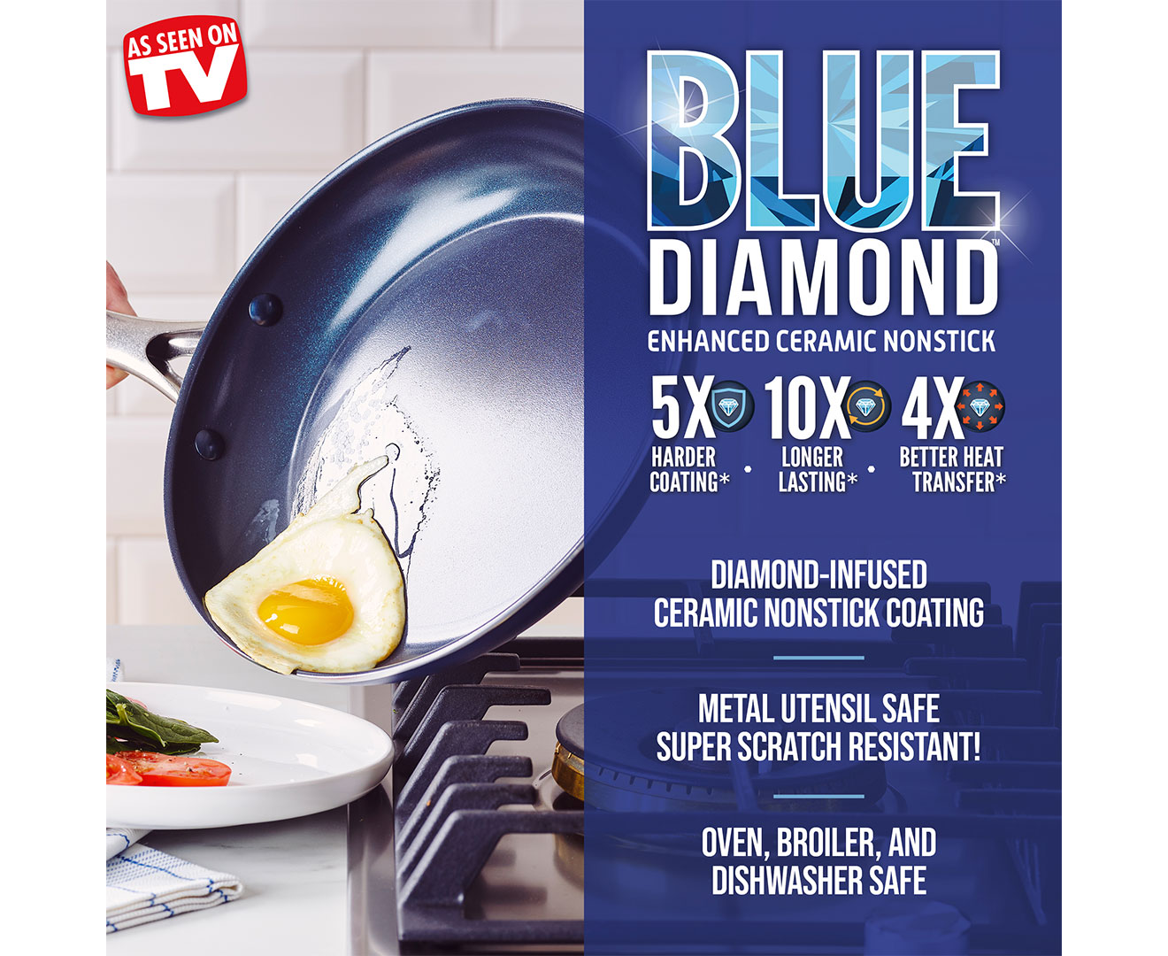 Blue Diamond 12 Non-Stick Frying Pan Blue/Silver CC001598-001