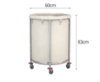 SOGA Stainless Steel Commercial Round Soiled Linen Laundry Trolley Cart with Wheels White