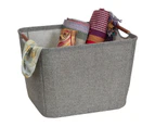 (Medium, Grey) - Household Essentials 624 Medium Tapered Soft-Side Storage Bin with Wood Handles, Grey