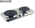 Maxim KitchenPro Portable Electric Twin Hot Plate Cooktop - Stainless Steel HP2 1