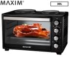 Maxim KitchenPro 30L Portable Electric Oven w/ Hot Plates - Black MOHP30 1