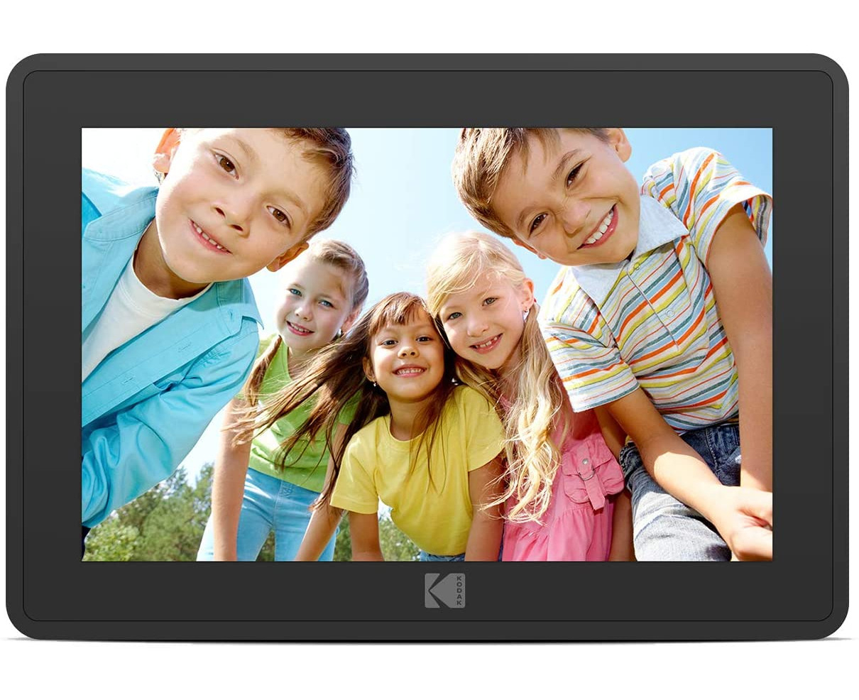 Weather and Location Updates HD Photo Display and Music/Video Support Wi-Fi Enabled with 16GB of Internal Memory Calendar Kodak 10-Inch Smart Touch Screen Rechargeable Digital Picture Frame 