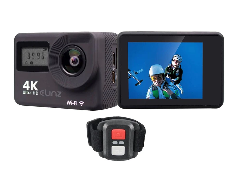 Elinz 2.0 Action Sports Camera Wifi 4K 1080P UHD Touch Screen Dual Remote Control