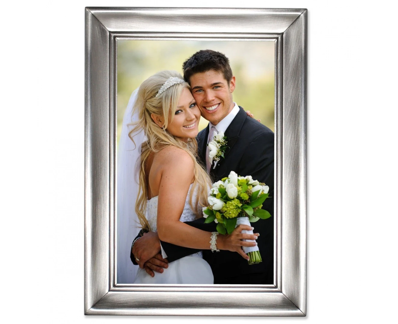 (4 by 6, Pewter) - Lawrence Frames 609046 Lawrence Frames Brushed Pewter 4x6 Metal Picture Frame