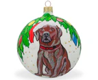 10cm Chocolate Labrador Lab Dog Glass Ball Christmas Animal Ornament