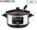 Kambrook 5.5L Temp Control Slow Cooker - Black/Silver KSC655BLK