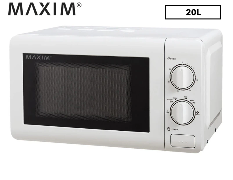 Maxim 20L Kitchen Pro Manual Microwave Oven - White KPMW20M