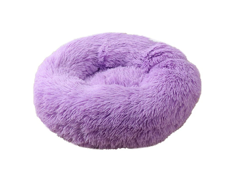 50 X 50Cm Soft Fluffy Pet Dog Cat Round Bed - Purple