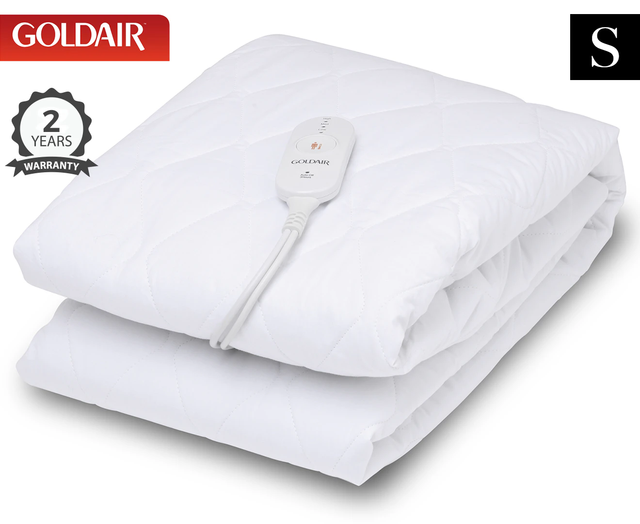 Goldair Platinum Electric Blanket For Single Size Bed Heated Antibacterial White