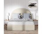 Gas Lift Storage Bed Frame with Arched Bed Head in King, Queen and Double Size (Beige Fabric)