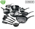 GreenLife 16-Piece Soft Grip Ceramic Non Stick Cookware Set - Black