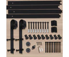 2/2.44/3/3.66/4M Antique Sliding Barn Door Hardware Track Set Track Roller Kit - Black,Silver