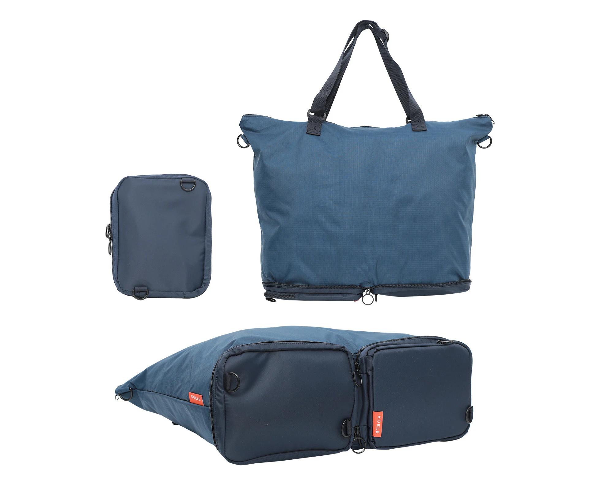 KOELE Shopper Bag Tote Bag Foldable Travel Laptop Grocery KO-DUAL - Navy