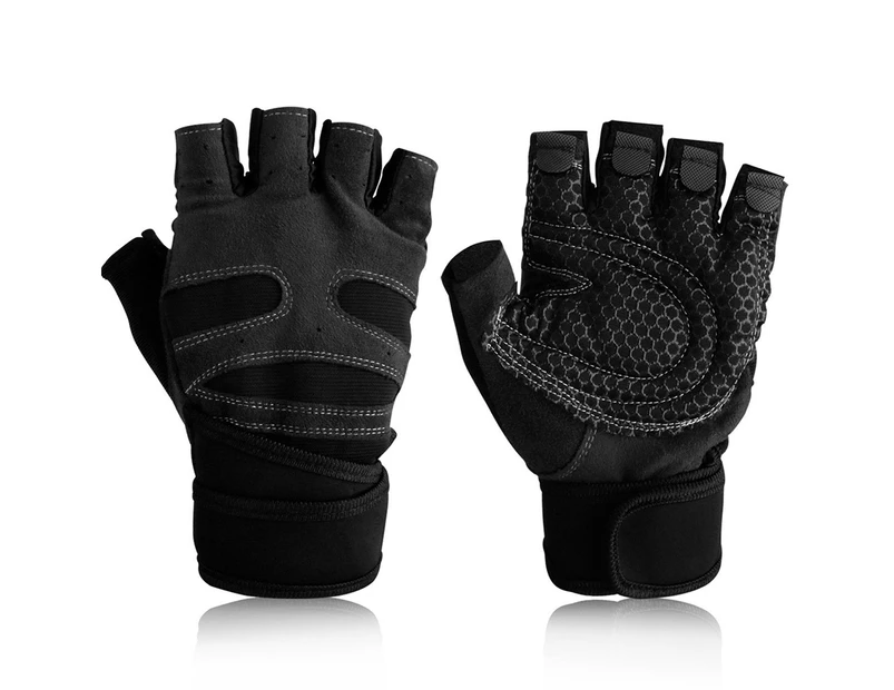 EZONEDEAL Weight Lifting Fingerless Gym Exercise Gloves Essential Breathable  Workout Glove with Integrate Wrist Wrap