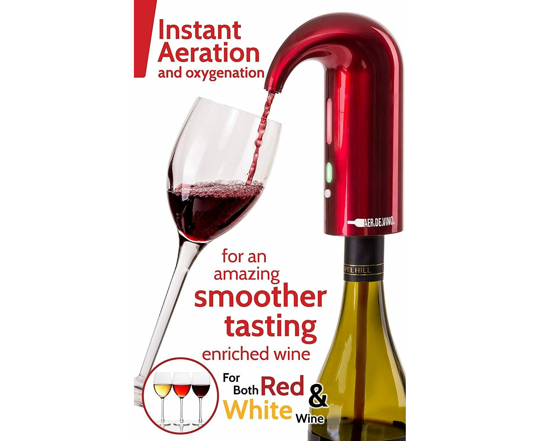 Red White Wine Accessories-Black Wine Dispenser Electric Wine Aerator Electric Aeration and Decanter Wine Pourer 