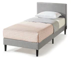 Zinus Nelly King Single Bed Frame Fabric Upholstered Kids and Toddler Platform Base - Light Grey
