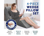 4 Pcs Wedge Pillow Set Memory Foam Bed Cushion Back and Head Support Adjustable Gray