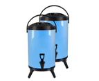 SOGA 2X 8L Stainless Steel Insulated Milk Tea Barrel Hot and Cold Beverage Dispenser Container with Faucet Blue