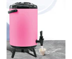 SOGA 4X 18L Stainless Steel Insulated Milk Tea Barrel Hot and Cold Beverage Dispenser Container with Faucet Pink