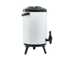 SOGA 8X 18L Stainless Steel Insulated Milk Tea Barrel Hot and Cold Beverage Dispenser Container with Faucet White