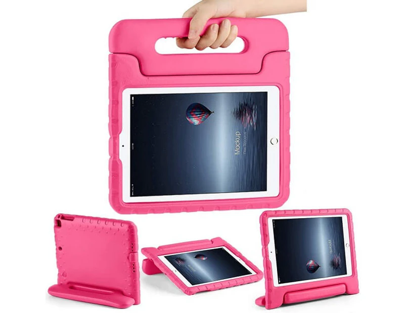 For Apple iPad Air 1/2/ 5th/6th Gen 9.7 2017/2018 kids Case, Kickstand Shockproof Protective Rugged Handle Stand Light Weight Friendly Cover (Hot Pink)