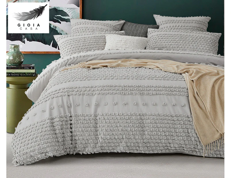 Gioia Casa Tufted Bed Quilt Cover Set - Grey