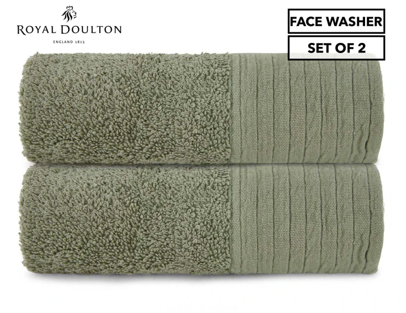 Royal Doulton Organic Cotton Face Washer 2-Pack - Sage Green