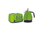 Vintage Electric Kettle and Toaster Set Combo Lime Green Stainless Steel