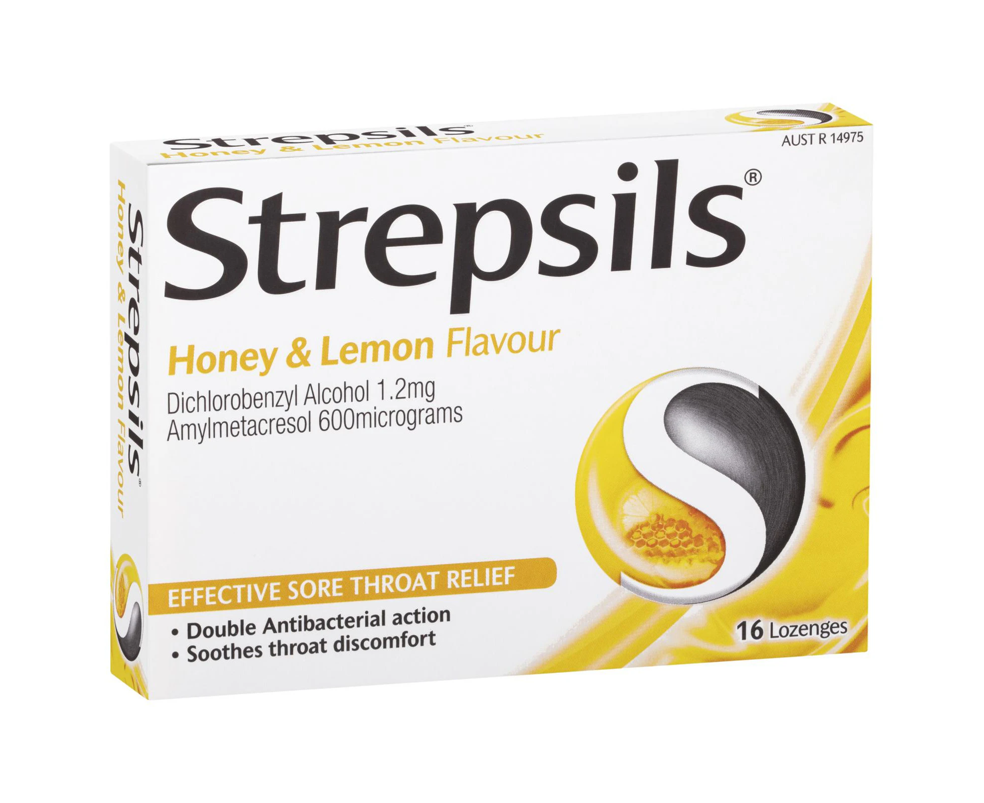 Strepsils Sore Throat Relief Honey & Lemon 16 Pack