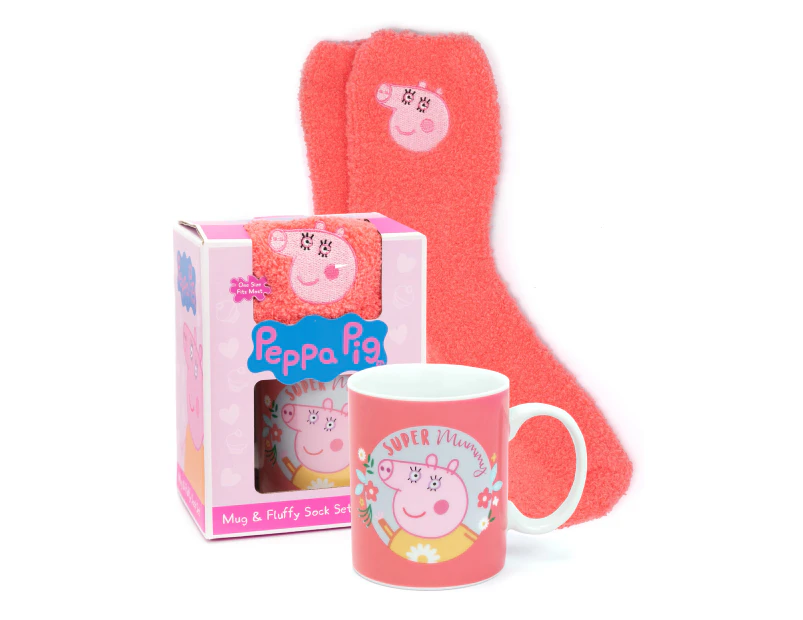 Peppa Pig Super Mummy Mug And Fluffy Sock Set