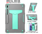 HC Heavy Duty Protective Cover for Galaxy Tab S7 FE 12.4 Inch with S-Pen Holder-Green