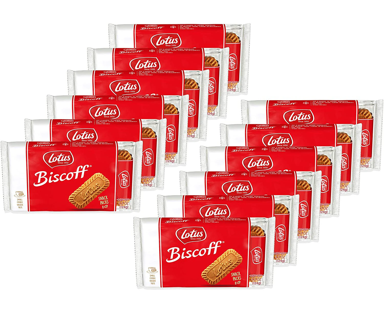 Lotus Biscoff - 192 European Biscuit Cookies - 4.3 Ounce (Pack Of 12) - 8 Two-Packs Per Retail Pack Individually Wrapped - Non Gmo Project Verified + Vegan