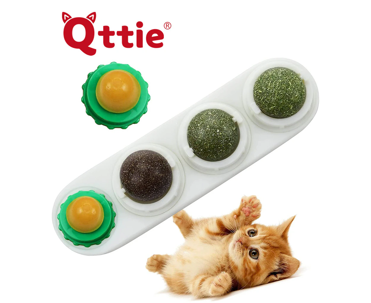 Cat Toy Catnip Ball Lick Solid Nutrition Ball Help Digestion Wall Mount White