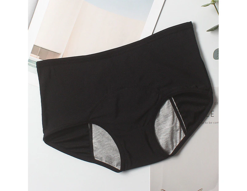Womens' Plus Size Menstrual Period Underwear Panties Physiological Leakproof  3-Pack - Black