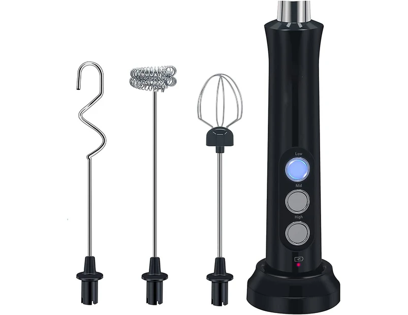 Milk Frother Handheld Electric Foam Maker USB Rechargeable Coffee Frother -with 3 Stainless whisks
