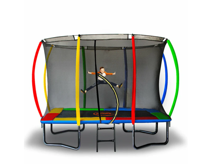 Kahuna Trampoline 8 ft x 11 ft Outdoor Rectangular Rainbow