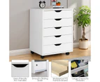 Costway 5-Drawer Filing Cabinet Mobile Storage Cabinet Wood Tallboy Chest of Drawers Beside Bedroom Home Office