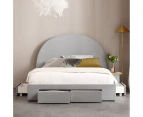 Four Storage Drawers Bed Frame with Arch Bed Head in King, Queen and Double Size (Grey Fabric)