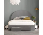 Four Storage Drawers Bed Frame with Arch Bed Head in King, Queen and Double Size (Charcoal Fabric)