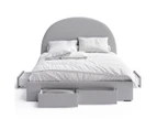 Four Storage Drawers Bed Frame with Arch Bed Head in King, Queen and Double Size (Grey Fabric)