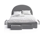 Four Storage Drawers Bed Frame with Arch Bed Head in King, Queen and Double Size (Charcoal Fabric)