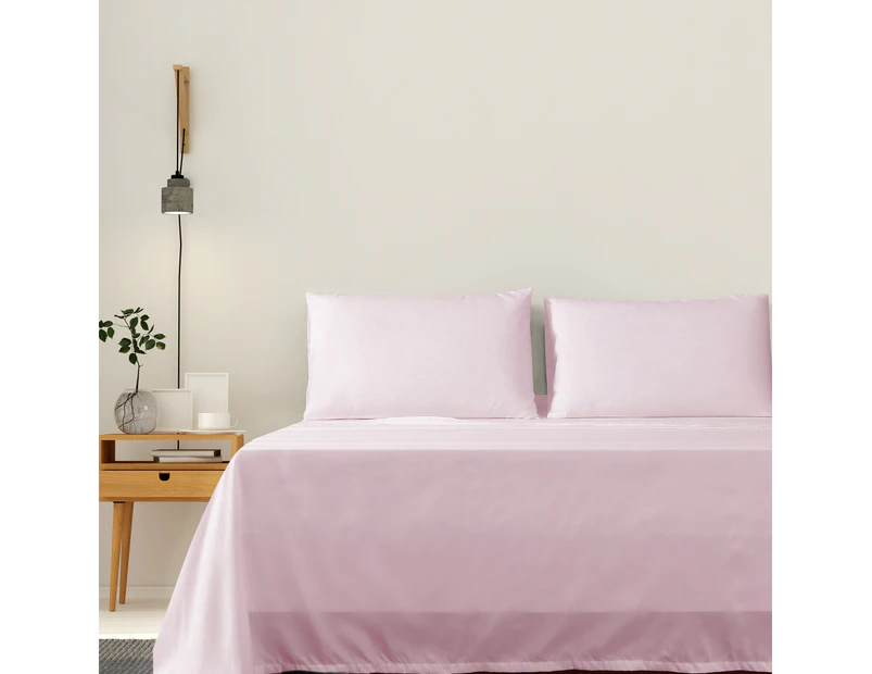 Justlinen-Linenova 4 Piece 1200TC Ultra-Soft Microfibre Queen Bed Sheet Set (Light Pink, Queen)