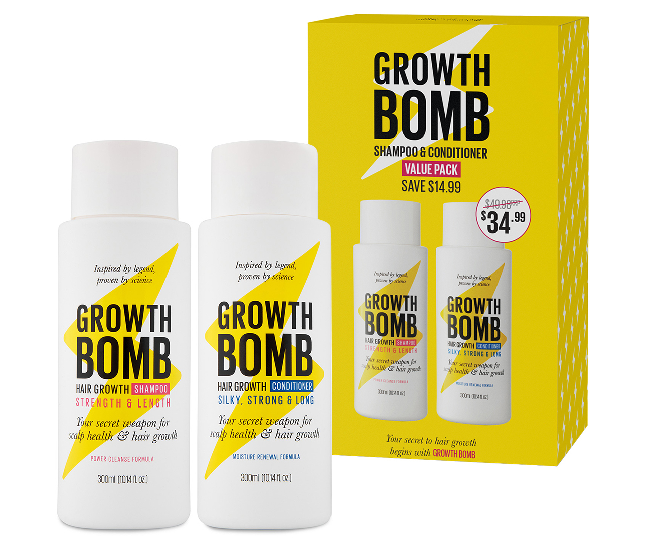 Growth Bomb Hair Growth Shampoo & Conditioner Duo Catch.co.nz