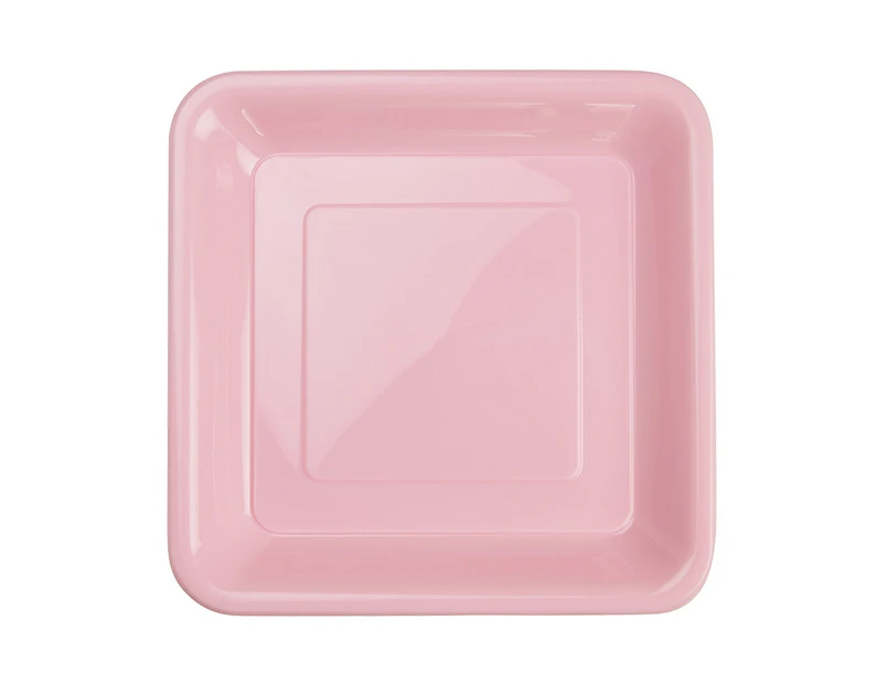 Plates Dessert Square Pink 20 Pack Plastic Disposable Birthday Party Tablewares