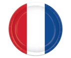 Plates Dinner Red White & Blue 8 Pack Disposable Paper Party Supply Bastille Day