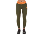 Nicky Kay Women's Fit Glam Compression Tights / Leggings - Khaki/Orange