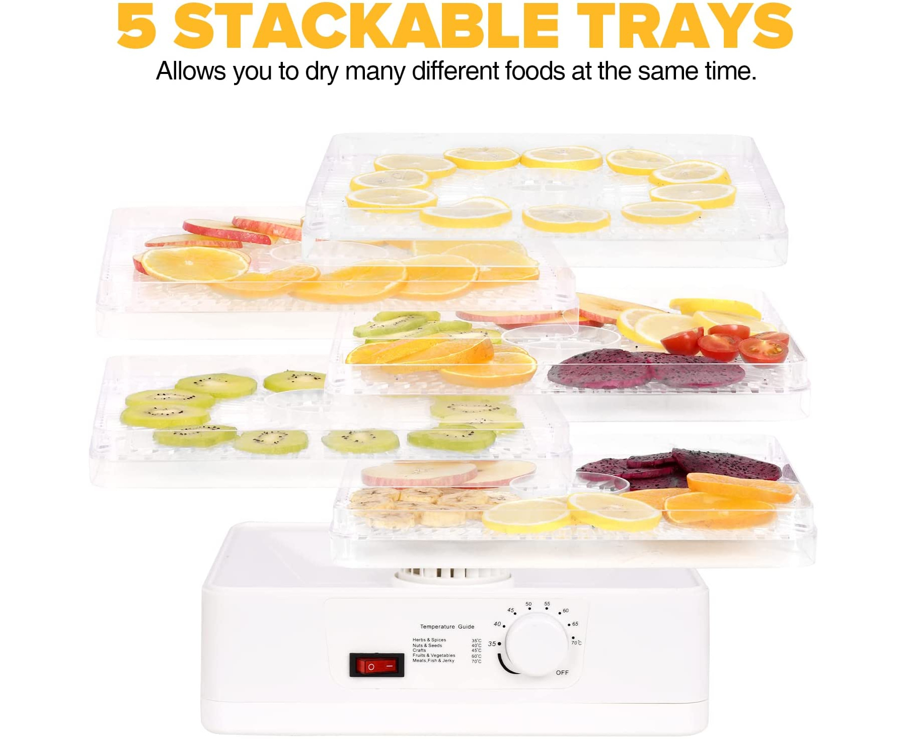 Advwin Adjustable Trays Food Dehydrator Fruit Dryer Meat Jerky