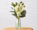 West Avenue 30cm Native Artificial Stems in Glass Vase - White/Green