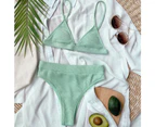 MasBekTe Women's Swimsuit High Waist Bikini Set Bathing Suit Beachwear Swimwear - Green
